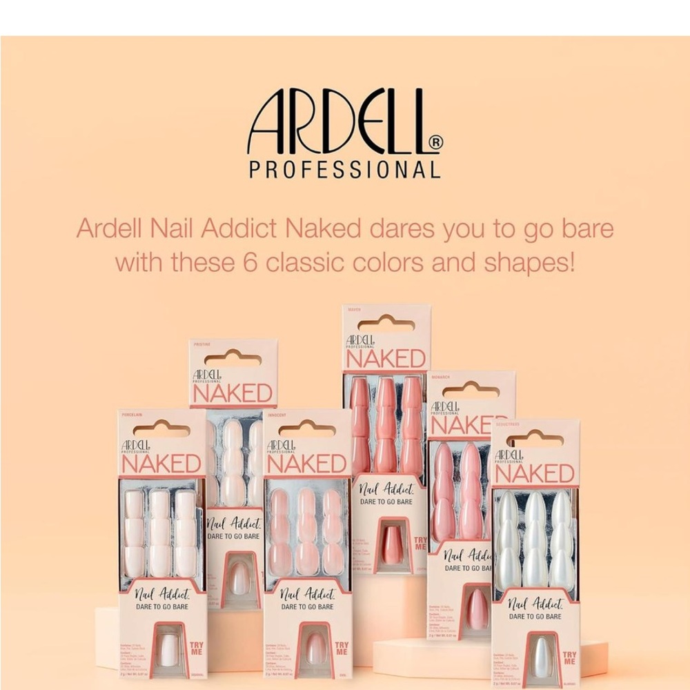 Ardell Nail Addict Naked Maven Press-On Nails Coffin‎ Shape New - Picture 6 of 7